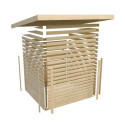 Abri de jardin multifonctions en bois gris terre 6m² avec armoire intégrée – Karibu