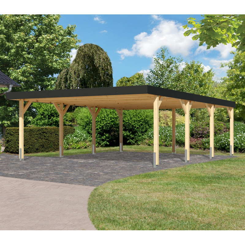 Carport double en bois lamellé-collé 40m² Leimholz 2 – KARIBU