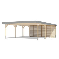 Paroi arrière pour carport double en bois Leimholz – Karibu
