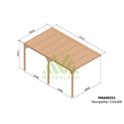 Pergola adossée en bois massif traité et toit semi-couvert 500x300cm Montpellier – Maderland