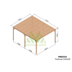 Pergola en bois massif traité et toit semi-couvert 500x400cm Toulouse – Maderland