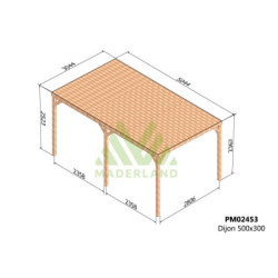 Pergola en bois massif traité et toit en bois 500x300cm DIJON – Maderland