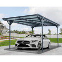 Carport en aluminium anthracite 3x5m et toit monopente polycarbonate 6mm X-METAL