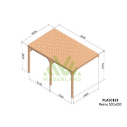 Pergola adossée en bois lamellé-collé 500x300cm REIMS – Maderland