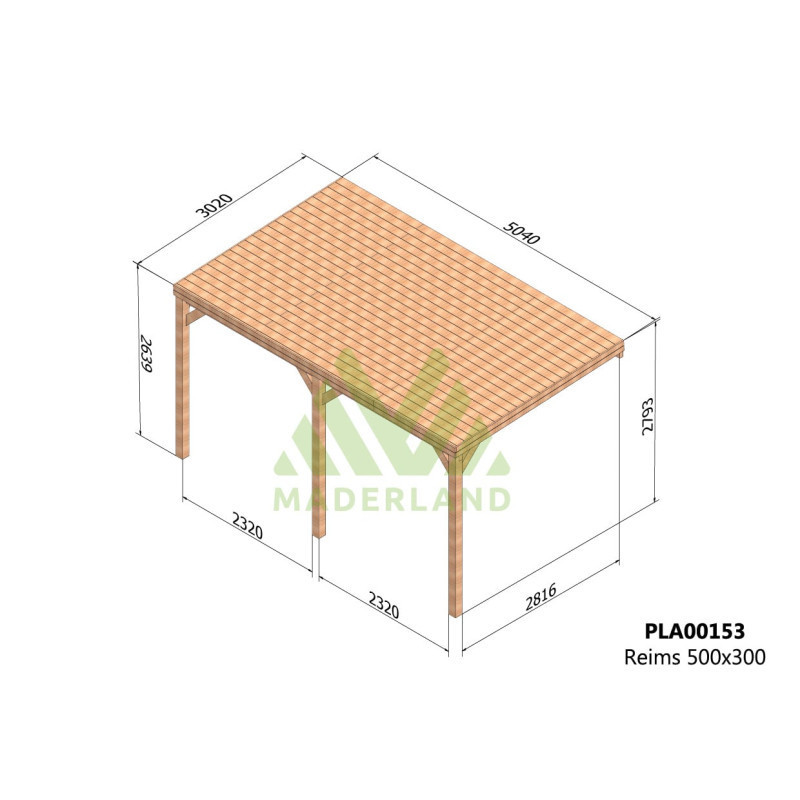 Pergola adossée en bois lamellé-collé 500x300cm REIMS – Maderland