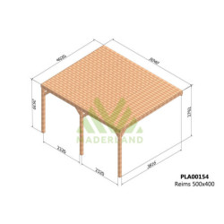 Pergola adossée en bois lamellé-collé 500x400cm REIMS – Maderland