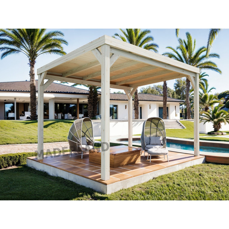 Pergola en bois lamellé-collé 400x400cm STRASBOURG – Maderland