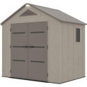 Abri de jardin HDPE Sunlife 4,5m² crème et marron + plancher - JOBU