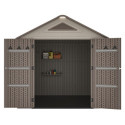 Abri de jardin HDPE Sunlife 4,5m² crème et marron + plancher - JOBU