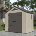 Abri de jardin HDPE Sunlife 4,5m² crème et gris + plancher - JOBU