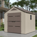 Abri de jardin HDPE Sunlife 6,15m² crème et marron + plancher - JOBU