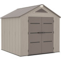 Abri de jardin HDPE Sunlife 6,15m² crème et marron + plancher - JOBU