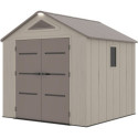 Abri de jardin HDPE Sunlife 6,15m² crème et marron + plancher - JOBU