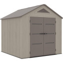 Abri de jardin HDPE Sunlife 6,15m² crème et marron + plancher - JOBU