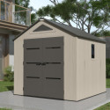 Abri de jardin HDPE Sunlife 6,15m² crème et gris + plancher - JOBU