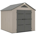 Abri de jardin HDPE Sunlife 6,15m² crème et gris + plancher - JOBU