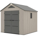 Abri de jardin HDPE Sunlife 6,15m² crème et gris + plancher - JOBU