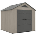 Abri de jardin HDPE Sunlife 6,15m² crème et gris + plancher - JOBU
