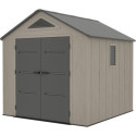 Abri de jardin HDPE Sunlife 6,15m² crème et gris + plancher - JOBU