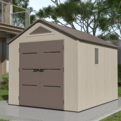 Abri de jardin HDPE Sunlife 7,8m² beige et marron + plancher - JOBU