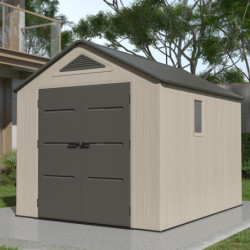 Abri de jardin HDPE Sunlife 7,8m² crème et gris + plancher - JOBU