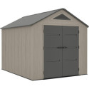 Abri de jardin HDPE Sunlife 7,8m² crème et gris + plancher - JOBU