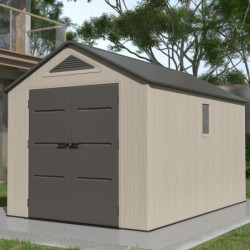 Abri de jardin HDPE Sunlife 9,5m² crème et gris + plancher - JOBU