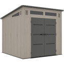 Abri de jardin HDPE Sunlife monopente 6,5m² crème et gris + plancher - JOBU