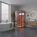 Sauna hybride BLAK 1 place Infrarouge 700W + poêle 3000W et panneau de contrôle Wifi SNÖ 