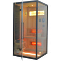 Sauna hybride BLAK 1 place Infrarouge 700W + poêle 3000W et panneau de contrôle Wifi SNÖ 