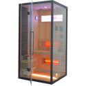 Sauna hybride BLAK 1 place Infrarouge 700W + poêle 3000W et panneau de contrôle Wifi SNÖ 