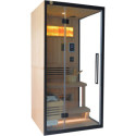 Sauna hybride BLAK 1 place Infrarouge 700W + poêle 3000W et panneau de contrôle Wifi SNÖ 