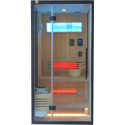 Sauna hybride BLAK 1 place Infrarouge 700W + poêle 3000W et panneau de contrôle Wifi SNÖ 