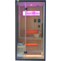 Sauna hybride BLAK 1 place Infrarouge 700W + poêle 3000W et panneau de contrôle Wifi SNÖ 