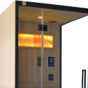 Sauna hybride BLAK 1 place Infrarouge 700W + poêle 3000W et panneau de contrôle Wifi SNÖ 