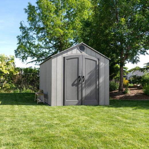 Abri de jardin 7,44m² en PEHD imitation bois + plancher Lifetime - Habrita