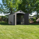 Abri de jardin 7,44m² en PEHD imitation bois + plancher Lifetime - Habrita
