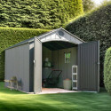 Abri de jardin 7,44m² en PEHD imitation bois + plancher Lifetime - Habrita