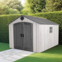 Abri de jardin 7,44m² en PEHD imitation bois + plancher Lifetime - Habrita