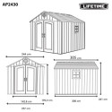 Abri de jardin 7,44m² en PEHD imitation bois + plancher Lifetime - Habrita