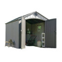 Abri de jardin 7,44m² en PEHD imitation bois + plancher Lifetime - Habrita