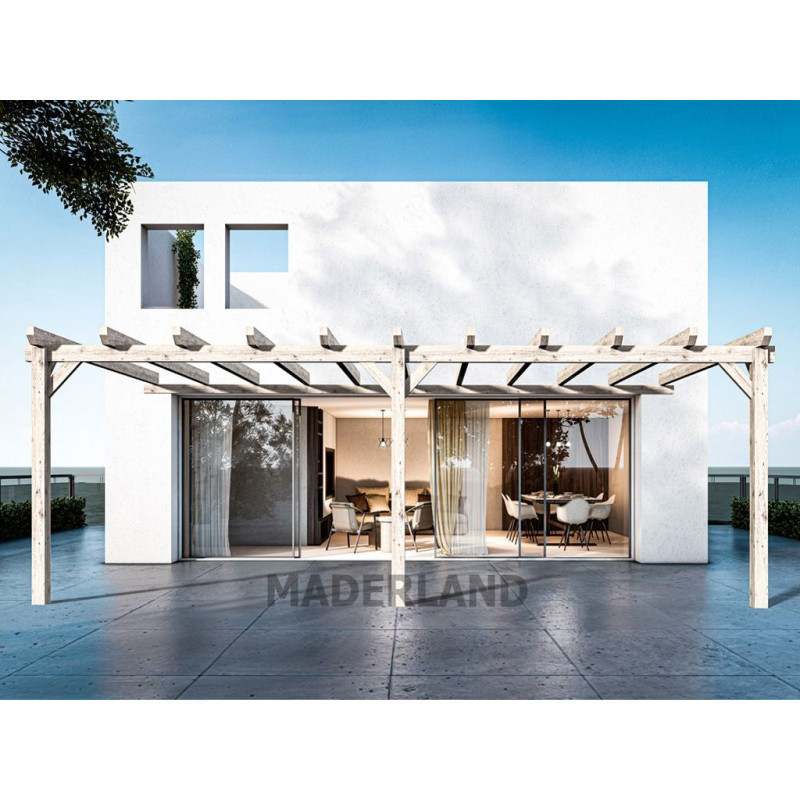 Pergola adossée en bois lamellé-collé 600x500cm AVIGNON – Maderland