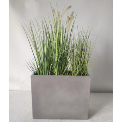 Bac à plantes rectangulaire haut en fibre de terre 50x30xH.60cm ciment - FiberPlants