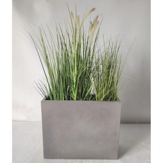 Bac à plantes rectangulaire haut en fibre de terre 50x30xH.60cm ciment - FiberPlants
