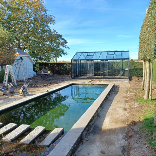 Serre de jardin R308H 18,15m² en aluminium noir et verre trempé BLACKLINE – ACD