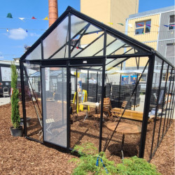 Serre de jardin R306XH 13,62m² en aluminium noir et verre trempé BLACKLINE – ACD