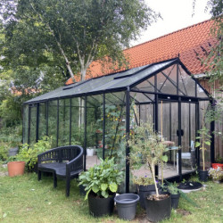 Serre de jardin R308XH 18,15m² en aluminium noir et verre trempé BLACKLINE – ACD