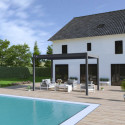 Pergola bioclimatique autoportante en alu anthracite - lames anthracites - 3x4m Ombrea VS