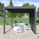 Pergola bioclimatique autoportante en alu anthracite - lames anthracites - 3x4m Ombrea VS