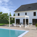Pergola bioclimatique autoportante en alu blanc - lames blanches - 3x4m Ombrea VS